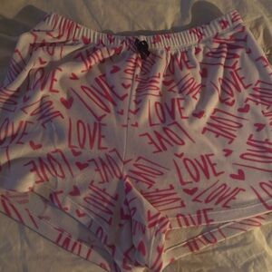 Pink Love Print Women's Pajama Shorts